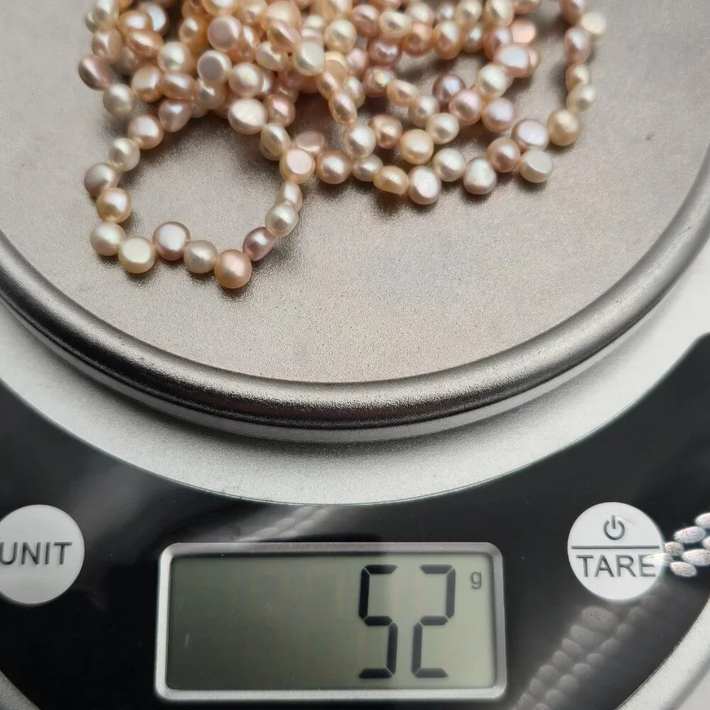 17.5 Inch Sterling Silver Triple Strand Genuine Light Pearls Necklace B501 - Picture 6 of 6